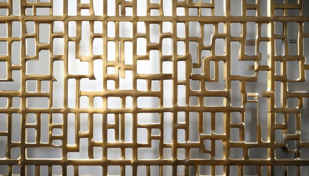Decorative brass lattice panel with interlocking geometric pattern