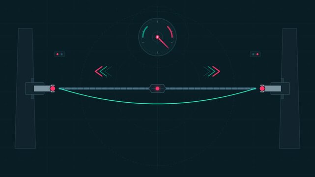 Abstract digital interface animation showing mechanical tension and physics testing