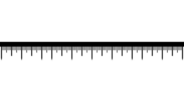 Horizontal ruler scale measurement graphic on white background.