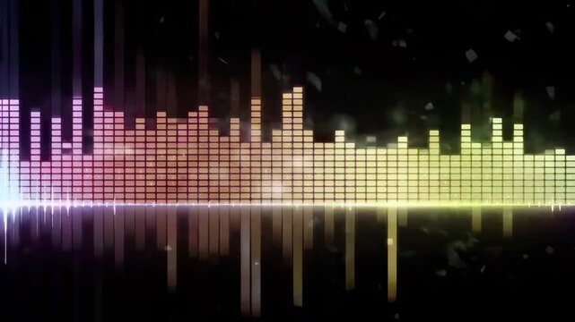 Colorful equalizer bars in a video style, viewed from a straight-on angle on a black background. Live desktop wallpaper.
