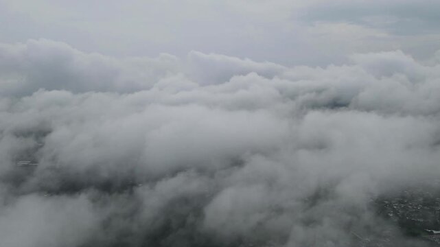 mist in the mountains san jose pinula guatemala.
drone shot aereal view hyperlapse 
