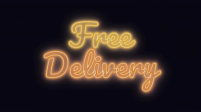 Glowing neon sign indicating free delivery options for customers shopping online to enhance e commerce retail experience and promote special offers for logistics shipping and home parcel transit