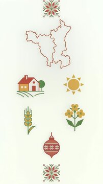 Haryana State Map and Agricultural Icons for Haryana Day