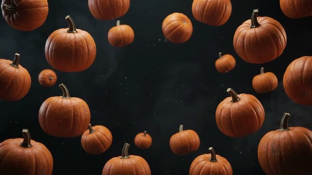 Floating Orange Pumpkins Background for Spooky Halloween Celebration