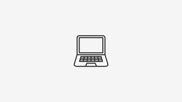 Thin line laptop icon animation on plain background simple technology concept motion graphic.
