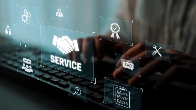 Customer service and support workflow with cooperation, communication, maintenance, and checklist icons for efficient service operation and user satisfaction Marrow