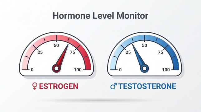 Hormone level monitor gauge for estrogen and testosterone