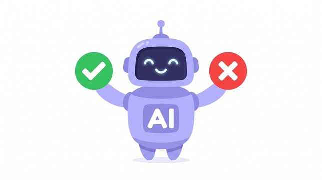 Ai robot with check and cross symbols