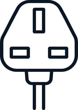 uk electric plug icon vector for type g power connector, british electrical socket, device charging, and energy supply design.