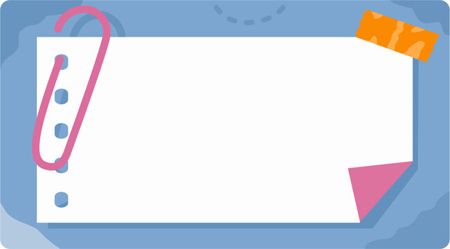 Blank Paper Note Template With Pink Paperclip And Washi Tape On A Soft Blue Background Vector Graphic For Office Or School Planning Organization