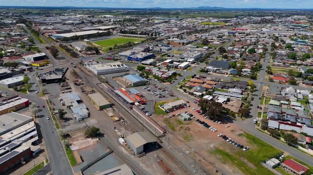 Aerial view of Shepparton rail precinct and surrounding suburbs