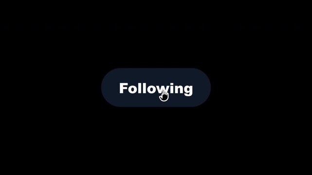 Clicking social media follow to following button icons set with alpha channel