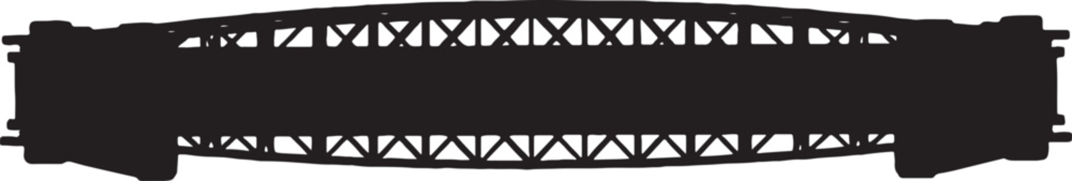 Silhouette of a steel truss bridge