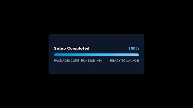 Digital software installation progress bar popup window with alpha channel