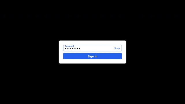 Entering password and clicking sign in button isolated on transparent background