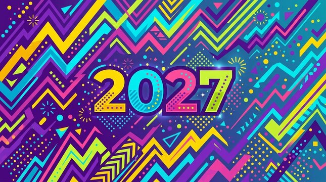 Vibrant Neon Zigzag Pattern Background For Future Celebration Concept