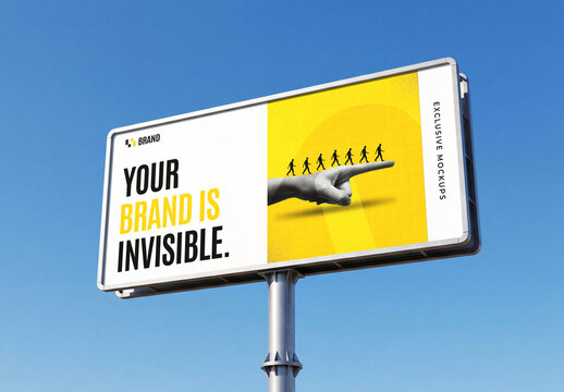 Billboard Advertising Mockup Against Blue Sky