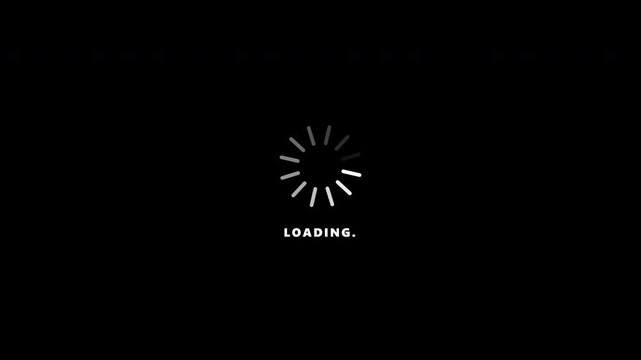 Minimalist spinning loading wheel icon with text on transparent background