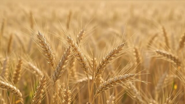 Golden wheat stalks swaying gently in the breeze