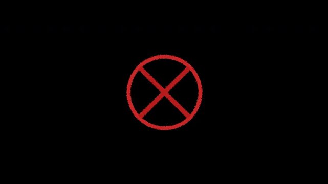Red cross mark cancel symbols drawing on alpha channel transparent background