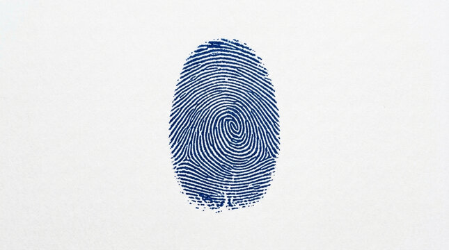 Blue Fingerprint on White Background Identity Security and Uniqueness Concept