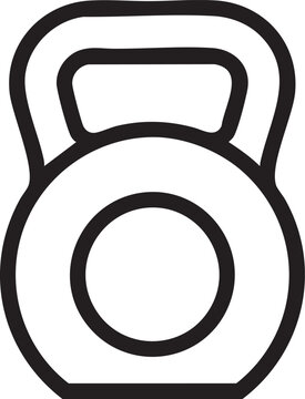 Kettlebell fitness gym weight equipment black outline icon vector illustration with kettlebell