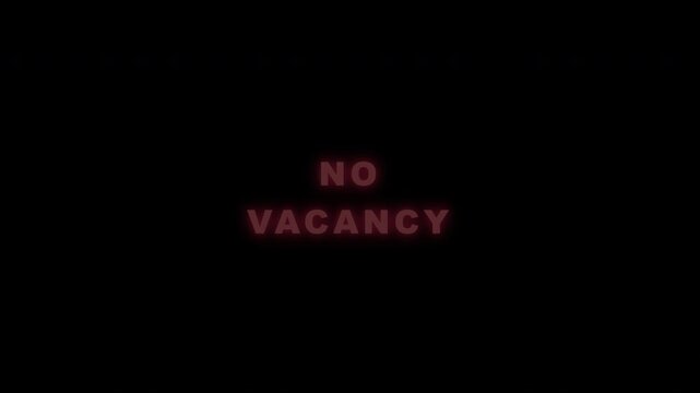 Red glowing neon no vacancy sign flickering with transparent background