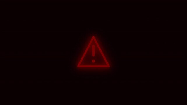 Red glowing warning hazard sign icons blinking with alpha channel overlay