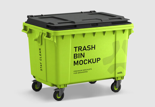Wheelie Trash Bin Mockup with Black Lid