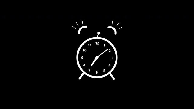 Set of ringing alarm clocks ticking fast isolated on transparent background