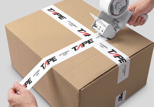 Packaging Tape Box Sealing Mockup