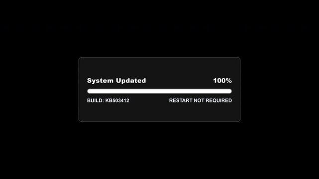 System patch update installation progress bar overlay on transparent background
