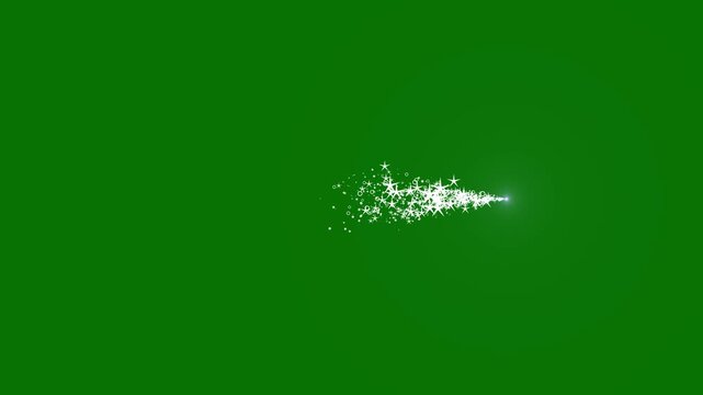 Elegant Glittering Fairy Stars With Soft White Glow, Magical Dust Flow, Shining Particle Trail, Twinkle Light Burst, Decorative Sparkle Motion And Seamless green Background Animation 4K