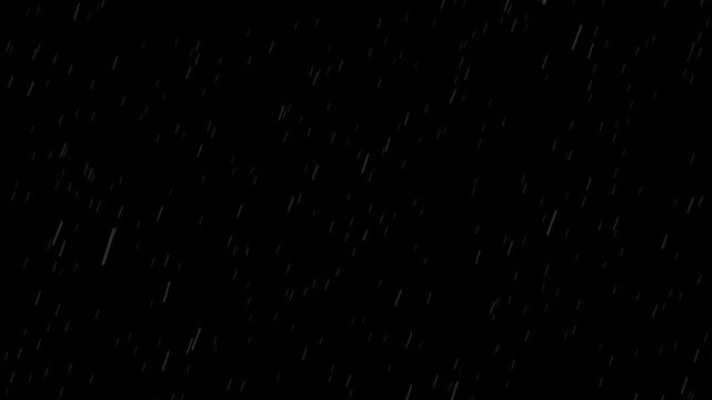 黒背景に垂直に降る雨のエフェクト 静かな降雨やしとしと降る雨の演出に使える背景合成用動画素材