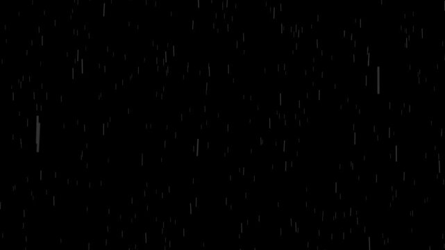 黒背景に降る雨の粒子エフェクト 降雨や嵐の演出に使える背景合成用動画素材