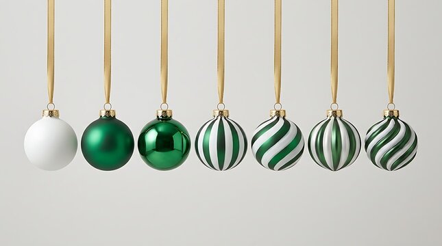 Newton's cradle with christmas ornaments demonstrating momentum and energy transfer