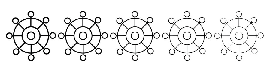 Minimalist vector set of ship helm outline icons. © ZAY