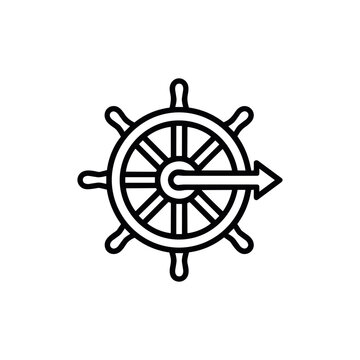 Ship Wheel for Leadership, Business Direction and Strategic Management Icon