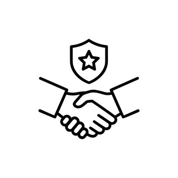 Handshake with Shield for Business Trust, Secure Partnership and Agreement Icon