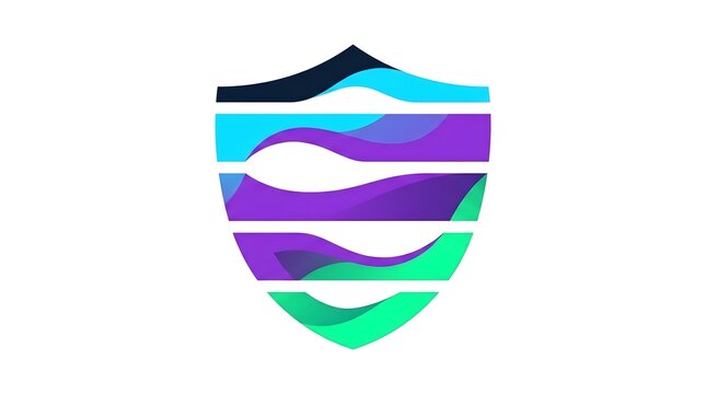 Abstract Colorful Shield Logo Design for Cyber Security and Digital Protection Concept