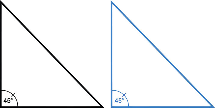 Triangle vector icon showing a forty-five degree angle geometry