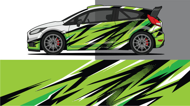 Car Wrap Design with Dynamic Green Black Racing Livery Decal
