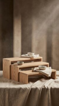 Wooden display risers showcase