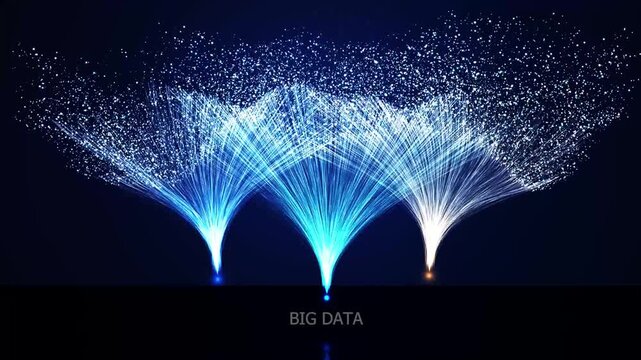 Big Data Fiber Optic Network Flow with Emitting Luminous Particle Bursts 