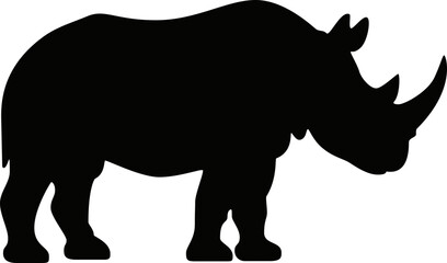 Rhinoceros Silhouette Standing Side View © Wahyu