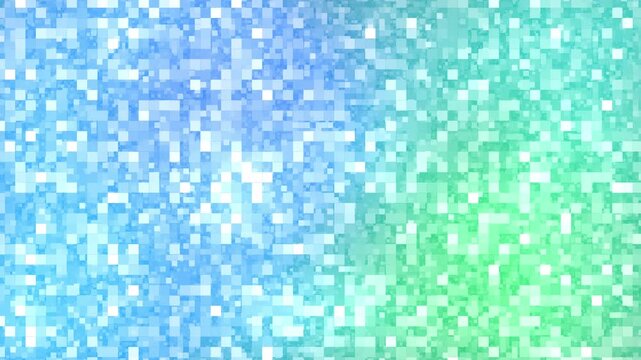 シアンとグリーンのグラデーションに煌めくデジタルグリッドのシームレスループ動画素材 / Radiant digital glitter grid seamless loop background in cyan green gradient