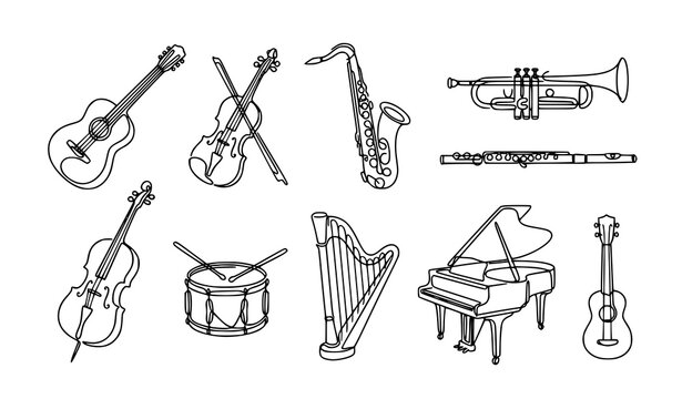 SEO Title: Elegant Musical Instruments Minimal Line Art Vector