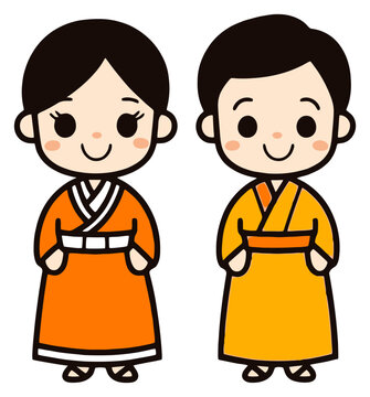 Cute Laotian Couple Wearing Traditional Sinh Dress