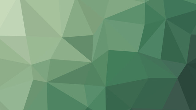 Abstract low-poly geometric triangle mesh background featuring a diagonal color gradient from sage green to dark forest green