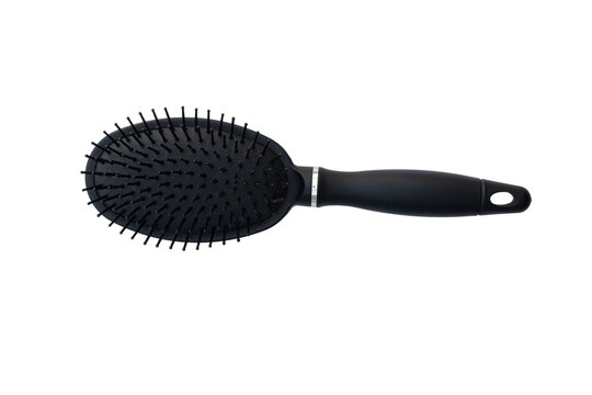 Black Hair Brush Cushion Paddle Brush Isolated PNG